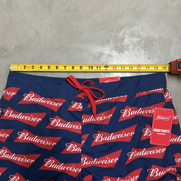 Men's Budweiser Swim Trunks Red & Blue All Over Print Board Shorts Size Large - Picture 3 of 5